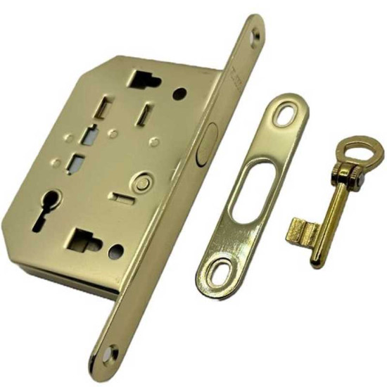 SERRATURA DA INFILARE ENTRATA 50 MM. CON GANCIO BORDO TONDO OTTONATO SERRATURA DA INFILARE ENTRATA 50 MM. CON GANCIO BORDO TONDO OTTONATO