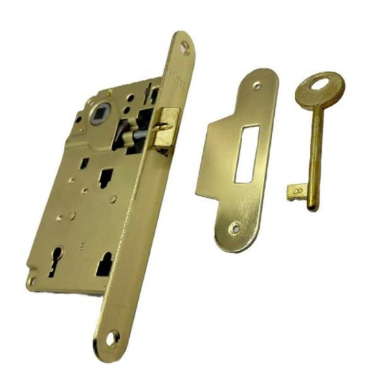 SERRATURA DA INFILARE ENTRATA 50 MM. SOLO SCROCCO BORDO TONDO OTTONATO SERRATURA DA INFILARE ENTRATA 50 MM. SOLO SCROCCO BORDO TONDO OTTONATO