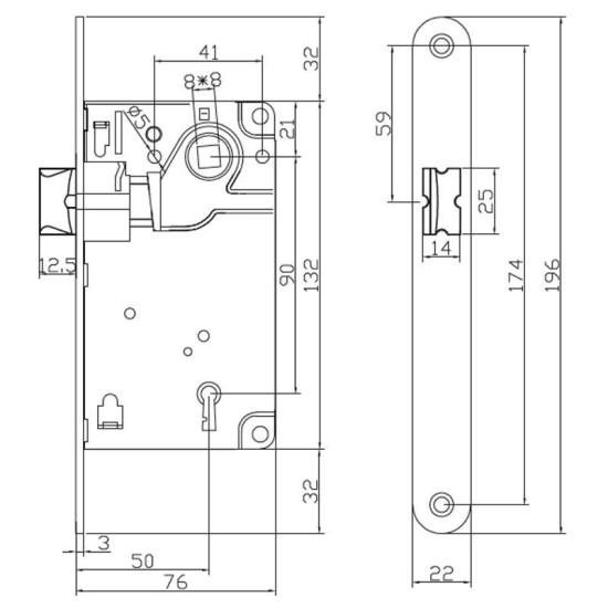 SERRATURA DA INFILARE ENTRATA 50 MM. SOLO SCROCCO BORDO TONDO OTTONATO SERRATURA DA INFILARE ENTRATA 50 MM. SOLO SCROCCO BORDO TONDO OTTONATO