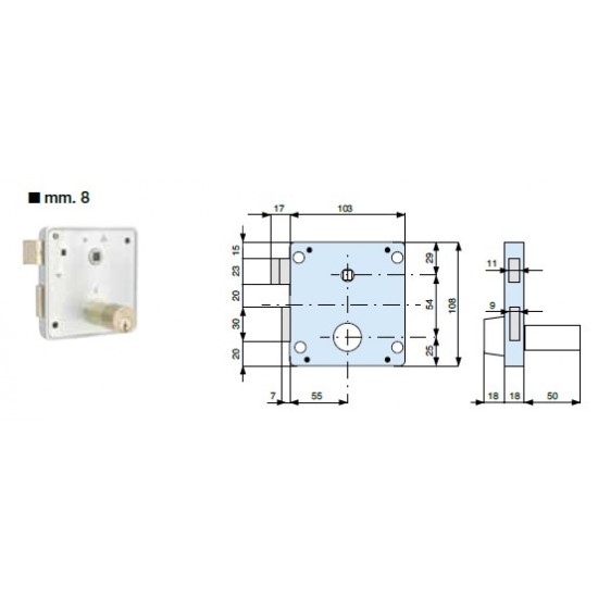 2 MANDATE E SCROCCO REVERSIBILE, CATENACCI IN OTTONE ART. 436551/000