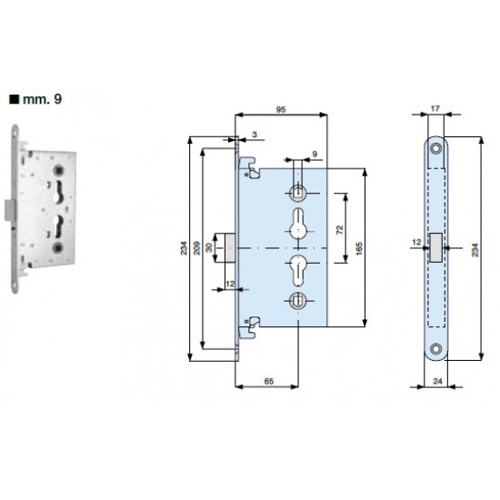 ANTIPANICO 3 PUNTI DI CHIUSURA, CATENACCIO IN ACCIAIO ZINCATO ART. 486650/000