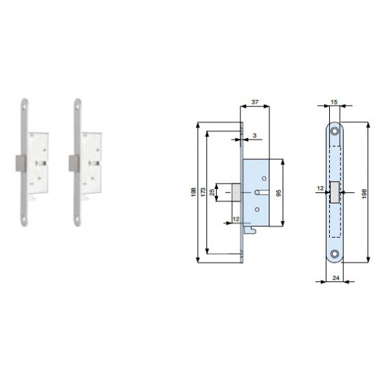 COPPIA DEVIATORI PER 3 PUNTI DI CHIUSURA CATENACCIO IN ACCIAIO ZINCATO ART. 489000/001