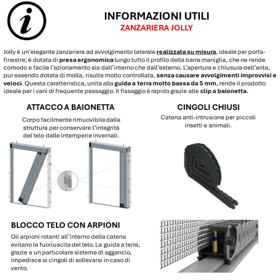 ZANZARIERA LATERALE JOLLY GUIDA SOTTILE E AVVOLGIMENTO CONTROLLATO