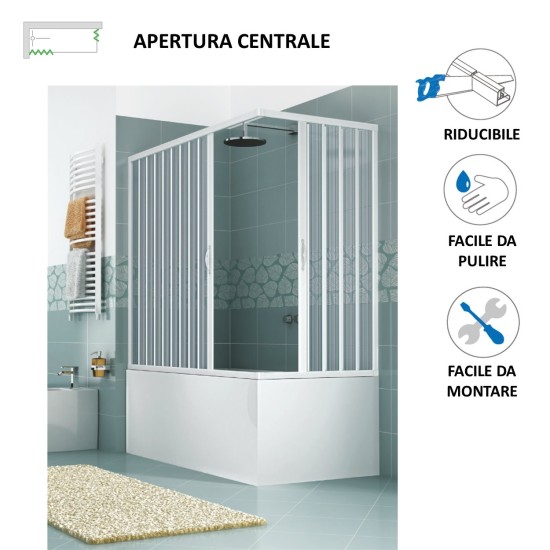 BOX VASCA BIANCO ANGOLARE IN PVC 2 LATI APERTURA MODELLO GALASSIA  BOX VASCA BIANCO ANGOLARE IN PVC 2 LATI APERTURA MODELLO GALASSIA