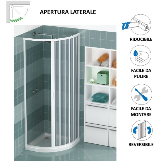 BOX DOCCIA BIANCO SEMICIRCOLARE IN PVC APERTURA LATERALE MODELLO GIOVE BOX DOCCIA BIANCO SEMICIRCOLARE IN PVC APERTURA LATERALE MODELLO GIOVE