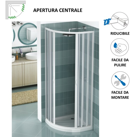 BOX DOCCIA BIANCO SEMICIRCOLARE IN PVC APERTURA CENTRALE MODELLO GIOVE