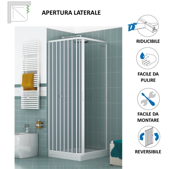BOX DOCCIA BIANCO ANGOLARE IN PVC 2 LATI APERTURA LATERALE