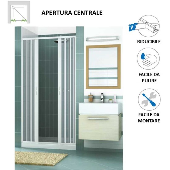 BOX DOCCIA BIANCO IN PVC 1 LATO APERTURA CENTRALE MODELLO VENERE 