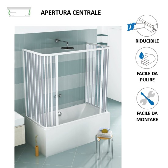 BOX VASCA BIANCO IN PVC 3 LATI APERTURA CENTRALE MODELLO VENUSIA BOX VASCA BIANCO IN PVC 3 LATI APERTURA CENTRALE MODELLO VENUSIA