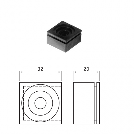 CUSCINETTO A BOCCOLA NYLON QUADRA DA 32 MM. CUSCINETTO A BOCCOLA NYLON QUADRA DA 32 MM.