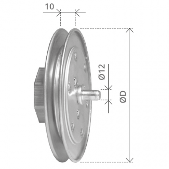 PULEGGIA PER FUNE IN FERRO CON CALOTTA PER RULLO LISCIO DA 60 MM.