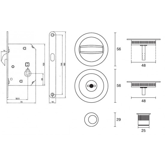 SERRATURA PER PORTA SCORREVOLE TONDA CROMO SATINATA SERRATURA PER PORTA SCORREVOLE TONDA CROMO SATINATA