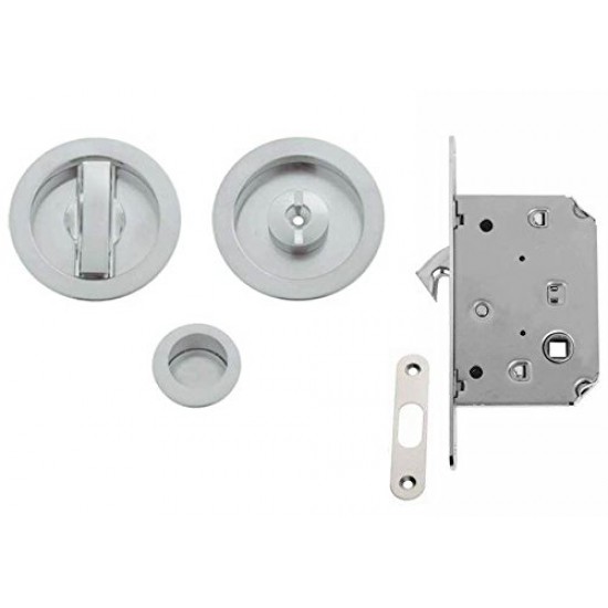 SERRATURA PER PORTA SCORREVOLE TONDA CROMO SATINATA SERRATURA PER PORTA SCORREVOLE TONDA CROMO SATINATA