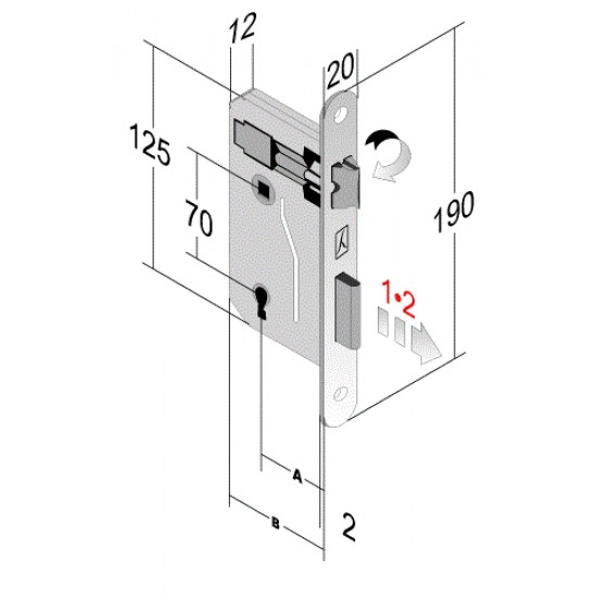 SERRATURA DA INFILARE BORDO TONDO OTTONATO PATENT