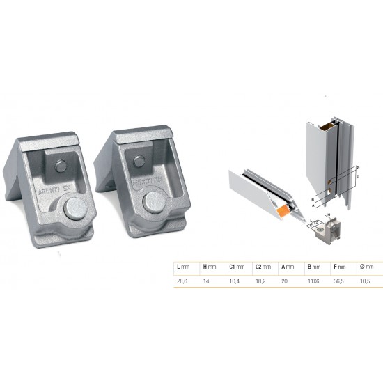 SQUADRETTI 1177F DX-SX IN ALLUMINIO FILETTATO