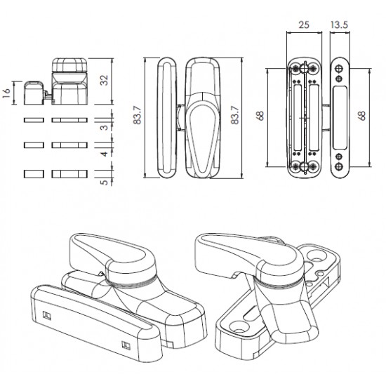 MANIGLIA A TAVELLINO A MANICO RIDOTTO